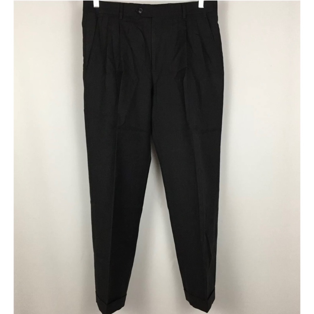 Santorelli Cuffed Pleated Charcoal Dress Pants 32
